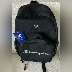 Champion  Backpack Lunchbox Combo. Black